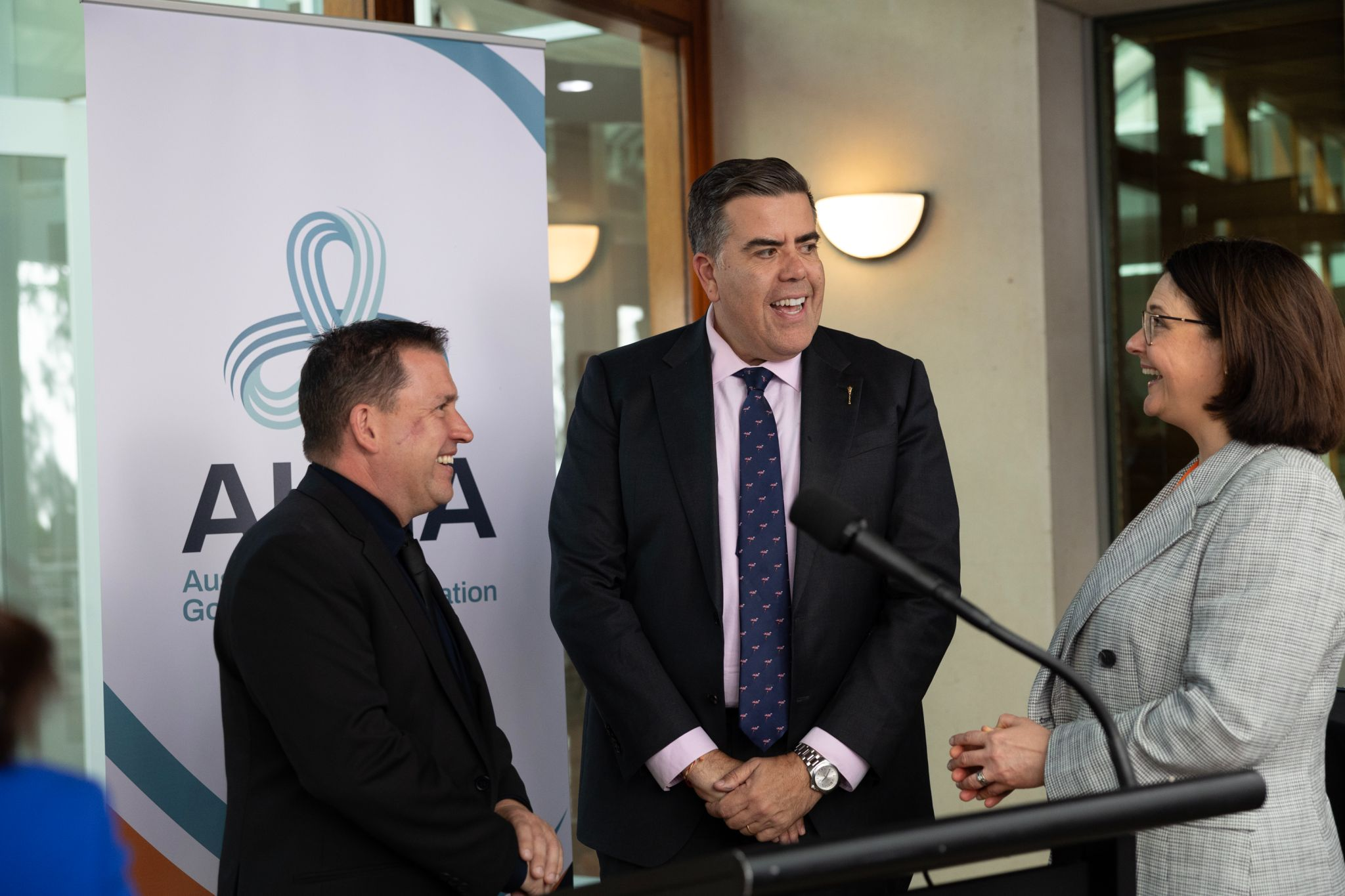 ALGA President Mayor Matt Burnett, House of Representatives Speaker the Hon Milton Dick MP and ALGA CEO Amy Crawford